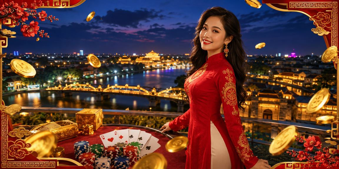 Người chơi bài truyền thống tại Huế trong trang phục áo dài