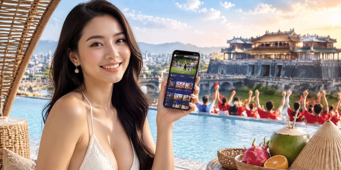 Người dùng Huế trải nghiệm ứng dụng casino trên điện thoại bên tà áo truyền thống